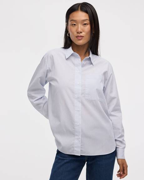 Long-Sleeve Poplin Shirt with Chest Pocket - R Essentials
