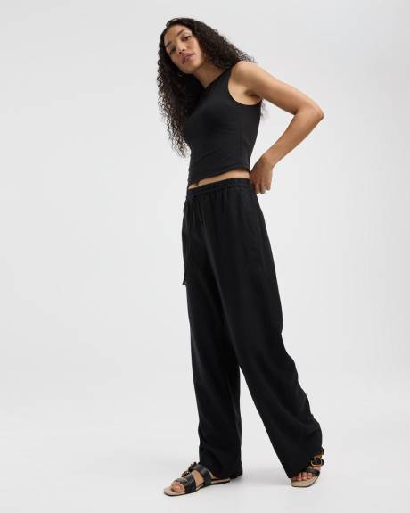 Wide-Leg High-Rise Linen Blend Pant - Tall