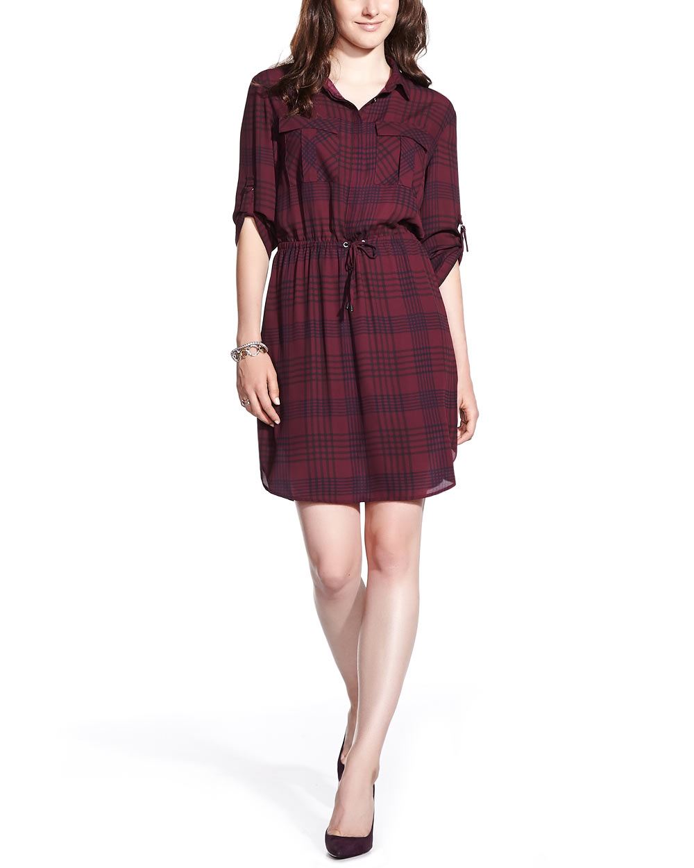 3/4 Sleeve Plaid Shirt Dress | Women | Reitmans