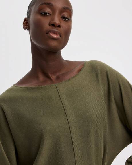 Merino-Blend Long-Sleeve Boat-Neck Sweater