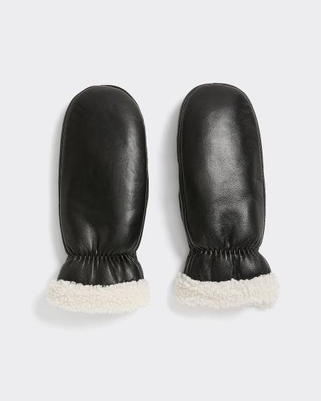 Leather Mitts with Sherpa Lining