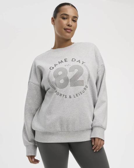 Pull imprimé graphique en molleton à col rond - Hyba