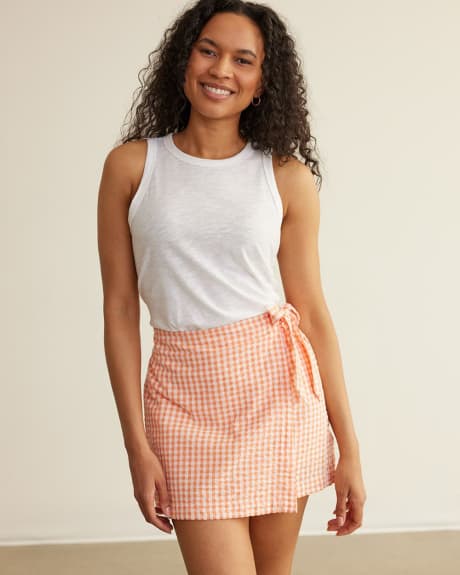 Pull-On Skort with Wrap Waistband