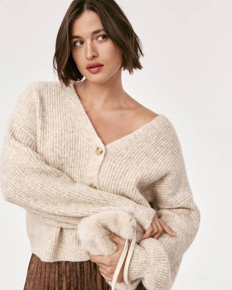 Cardigan ample à manches longues et col V