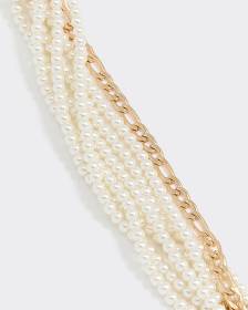 Multi-Row Pearl and Chain Bracelet