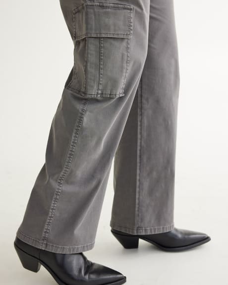 Pantalon chino cargo à jambe droite et taille haute - Long