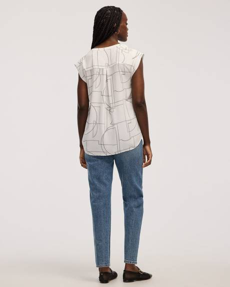 Blouse à manches très courtes et col fendu - R Essentials