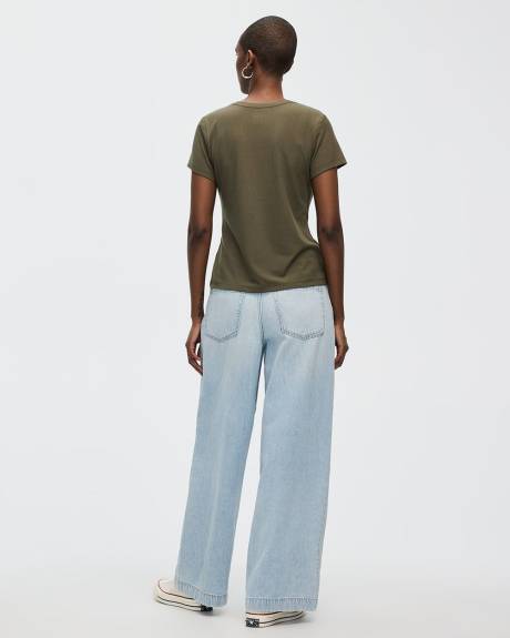 T-shirt côtelé et ajusté à col rond - R Essentials