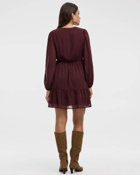 Long-Sleeve V-Neck Empire-Cut Dress
