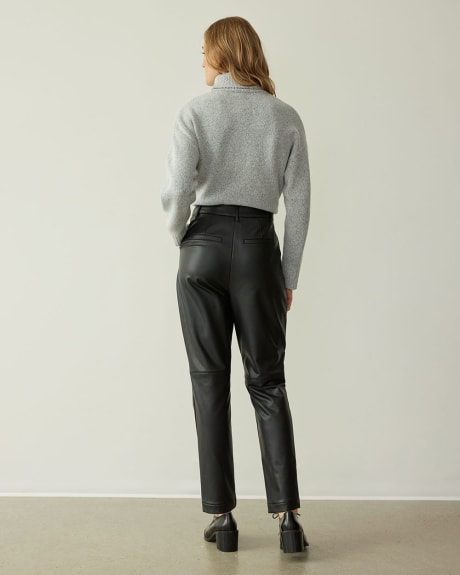 Tapered-Leg Faux Leather Pants - Petite