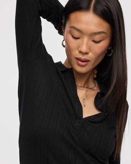 Long-Sleeve Polo Top