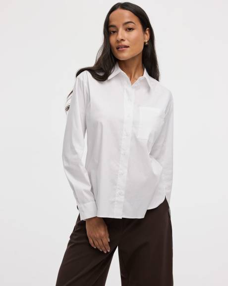Chemise en popeline à manches longues avec poche - R Essentiels