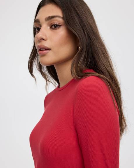 T-shirt côtelé à col rond à manches longues - R Essentials