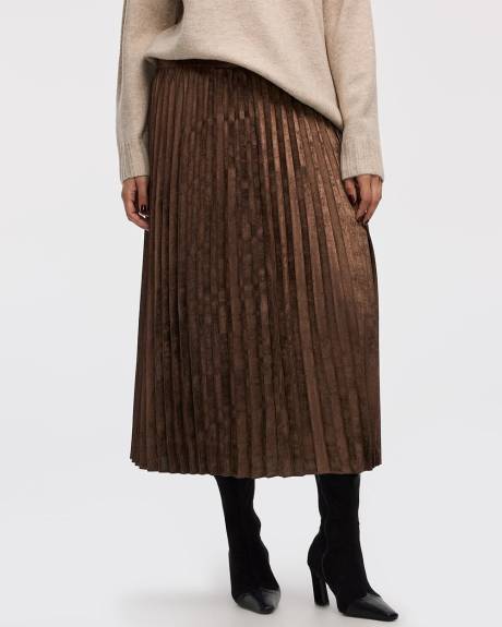 Pleated Lamé Midi Skirt