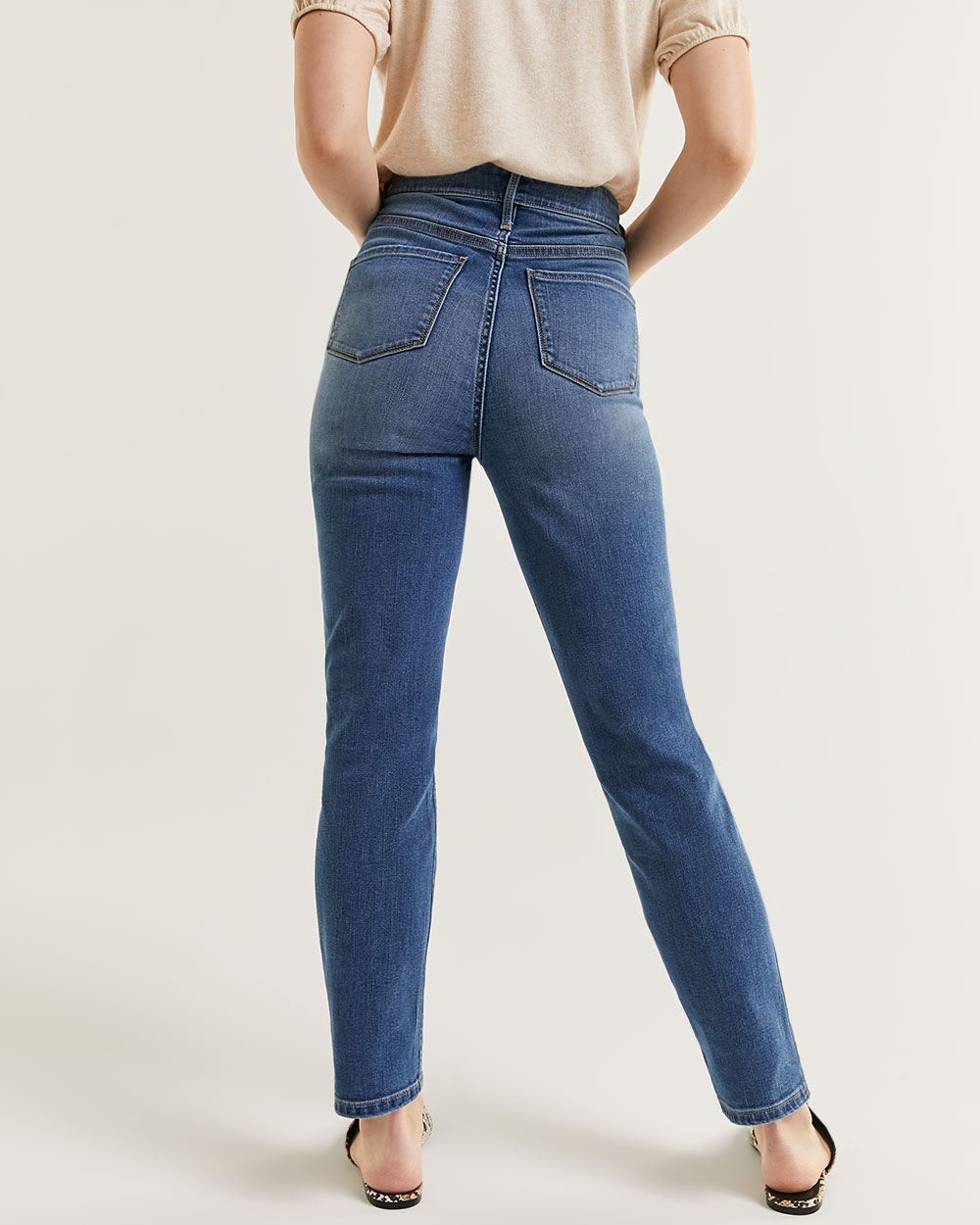 Jeans étroit effet usé à taille très haute Le Curvy - Long