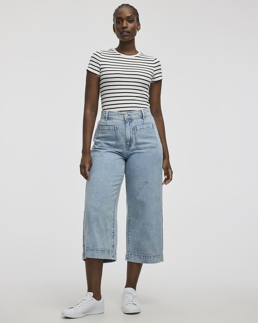 Wide-Leg High-Rise Cropped Jean - Petite