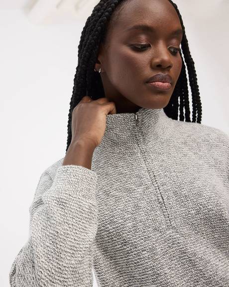 Haut à manches longues à col montant à demi-zip