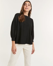 Textured Boxy Boat Neck Top