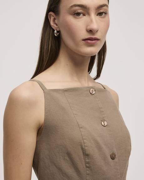Linen-Blend Square-Neck Vest