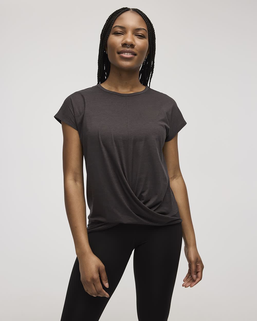 Crew-Neck T-Shirt with Twisted Front - Dry-Lux (R) Hyba