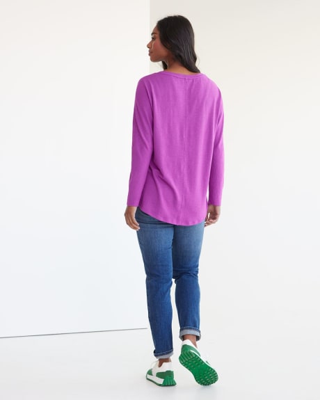 Long-Sleeve Top with Boat Neckline
