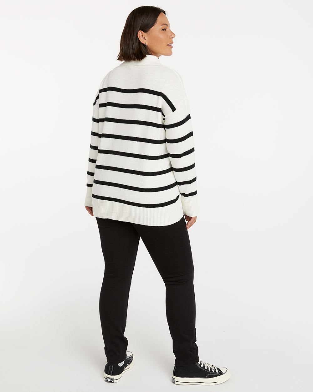 Striped Half-Zip Pullover