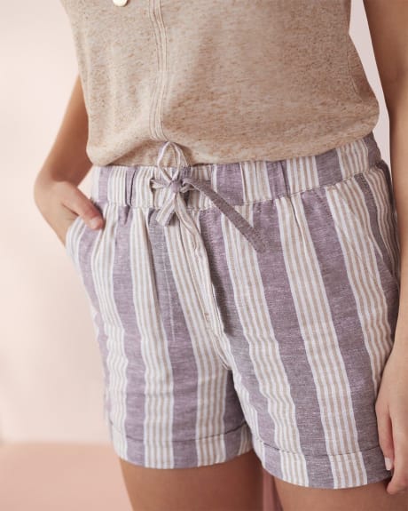 Linen-Blend Yarn Dyed Shorts