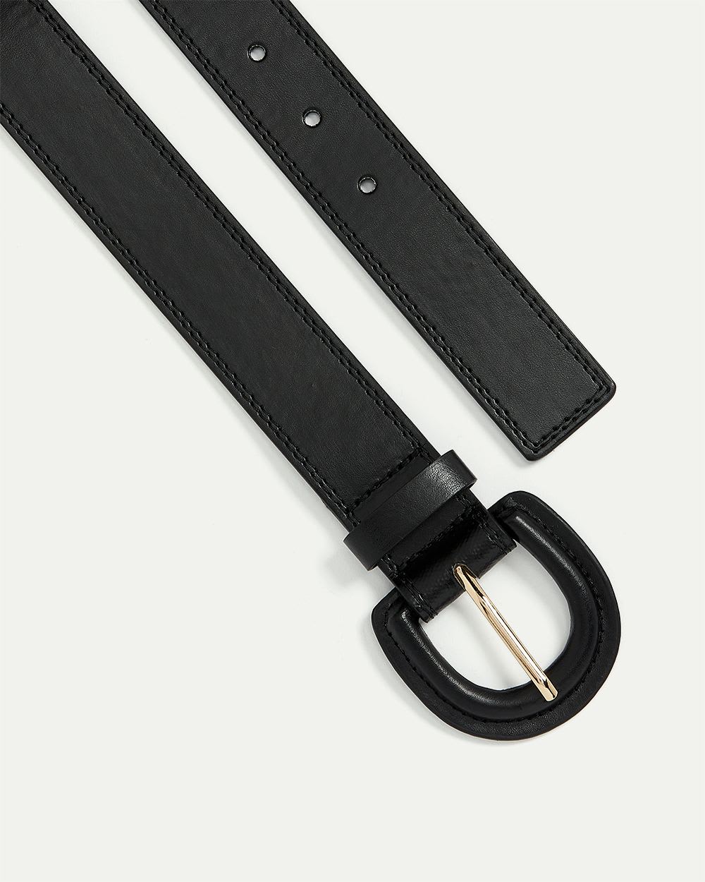 Thin Belt with Faut Leather Buckle