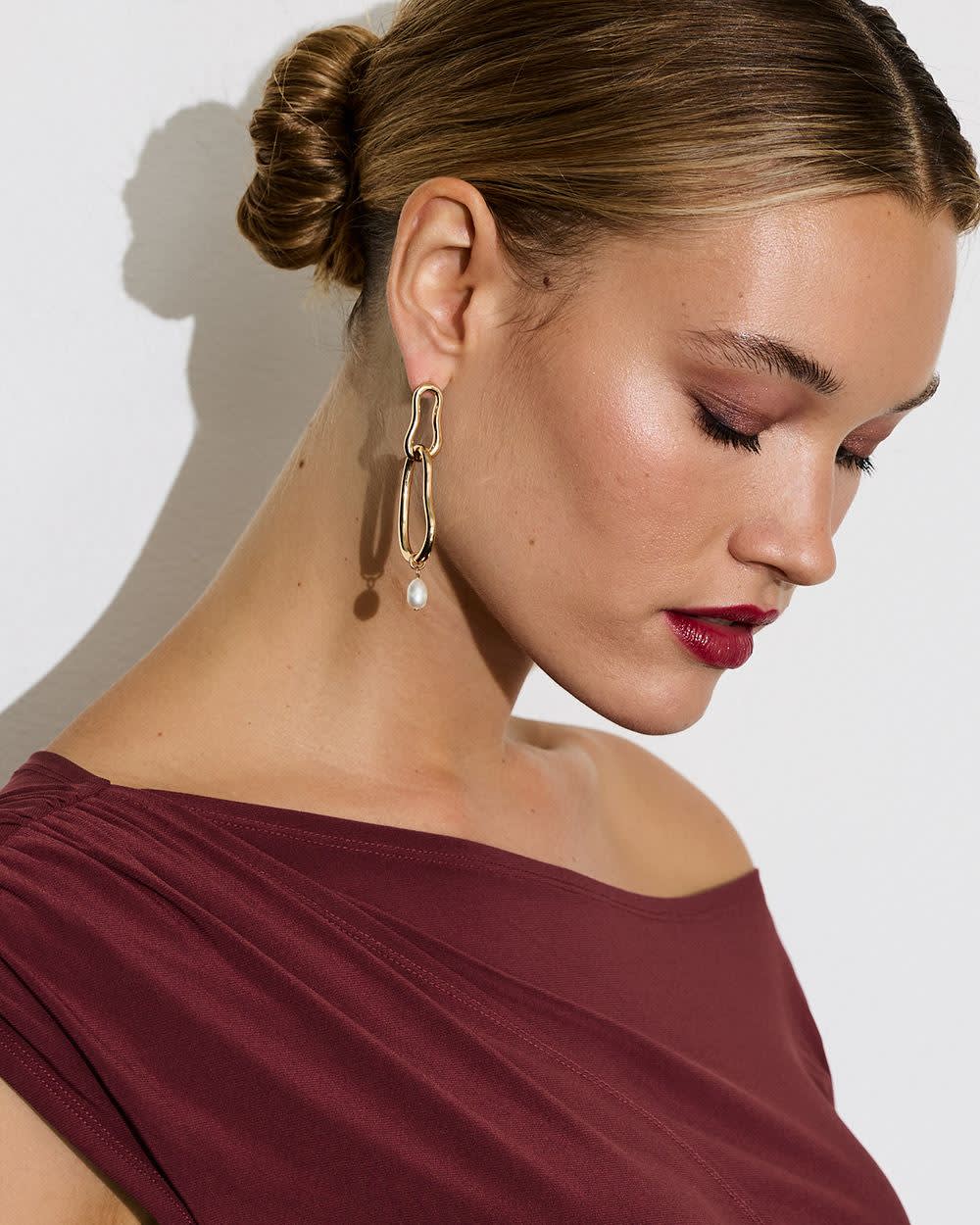 Boucles d'oreilles à maillons avec perles