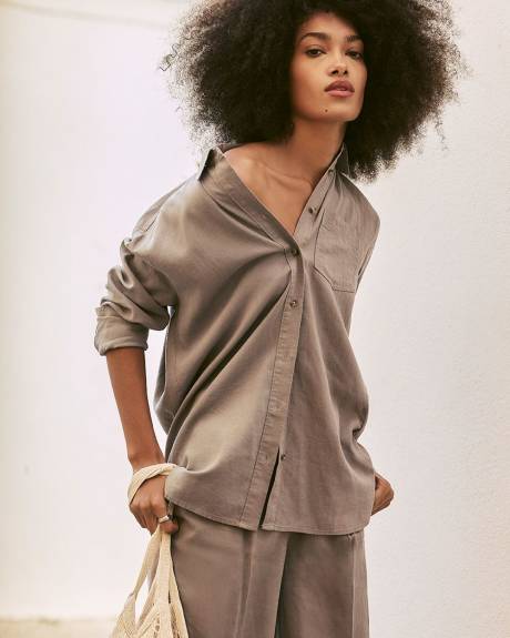 Chemise en mélange de lin à manches longues