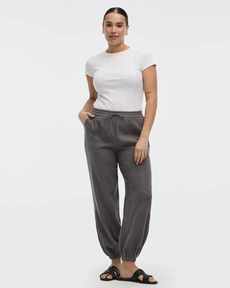 Pantalon jogger en mélange de lin