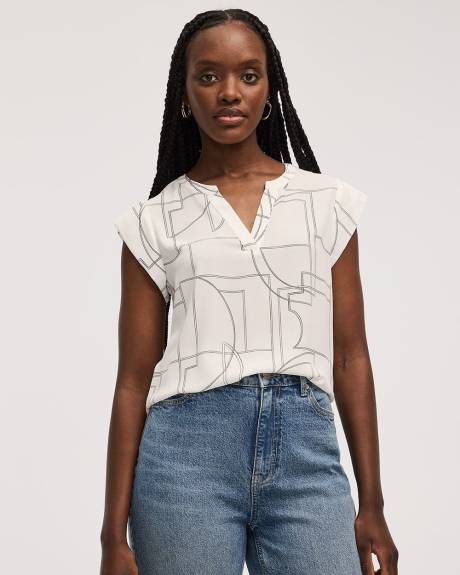 Blouse à manches très courtes et col fendu - R Essentials