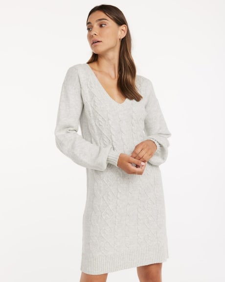 Semi-Fitted Sweater Dress with Cable Stitches