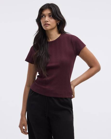 Fitted Crew-Neck Ribbed T-Shirt