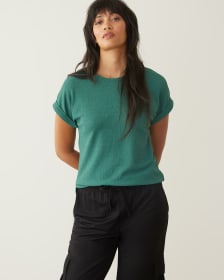 Crew-Neck Tee with Short Dolman Sleeves