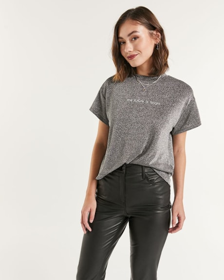 Shimmering Graphic Cropped Tee