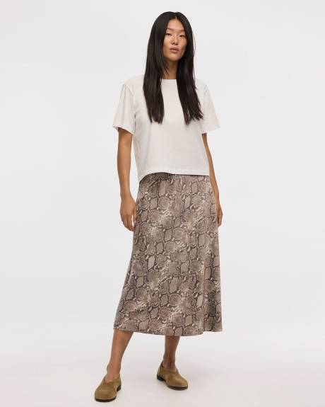 A-Line Midi Satin Skirt