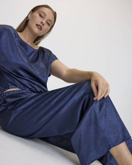 Pantalon en satin à jambe large et taille haute - Long