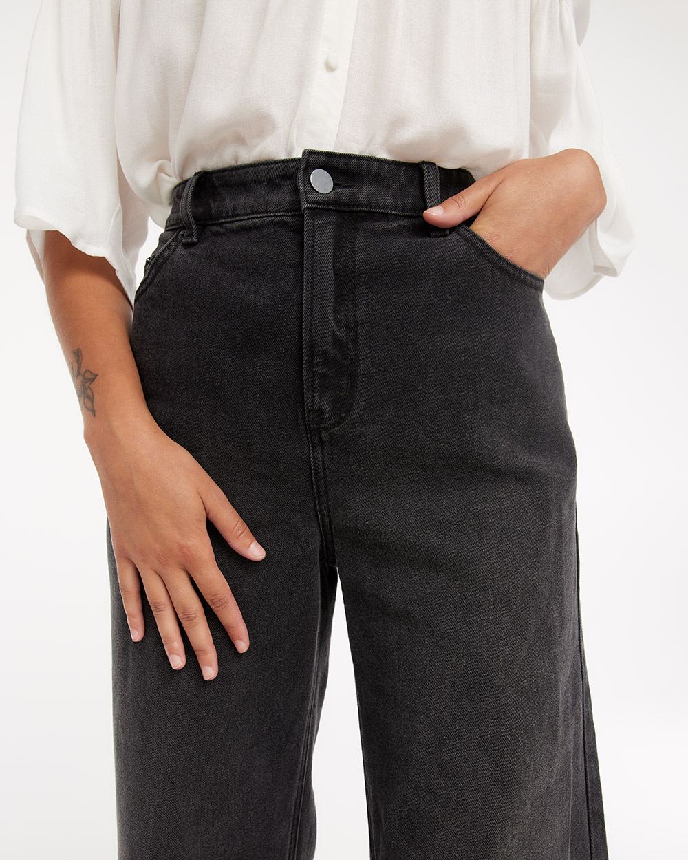 Super High-Rise Faded Black Jean with Wide Leg - Tall