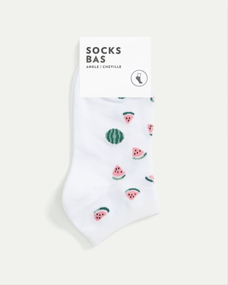 Cotton Anklet Socks with Watermelons
