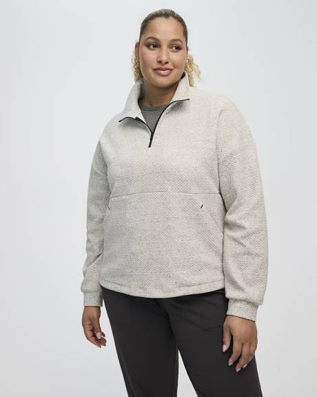 Pull textur&eacute; &agrave; demi-zip - Hyba