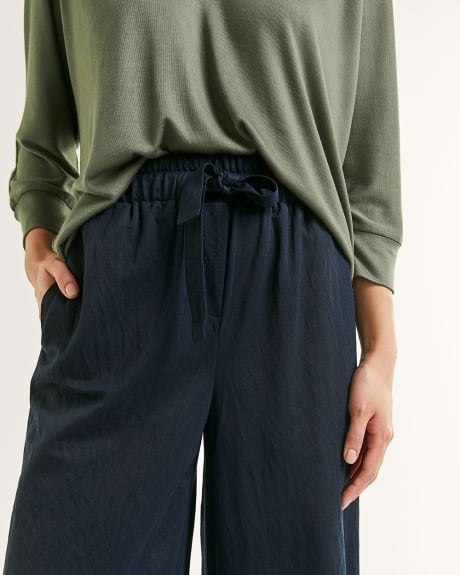 Pull On Knit Wide Cropped Pants - Petite