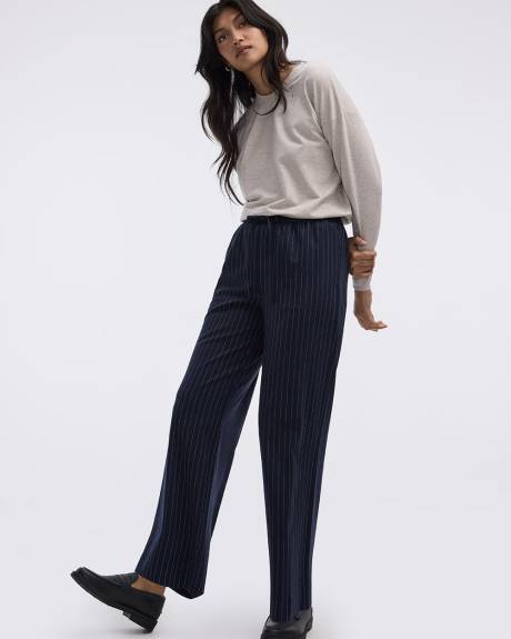 Pantalon rayé à jambe large et taille élastique - L'Intemporelle
