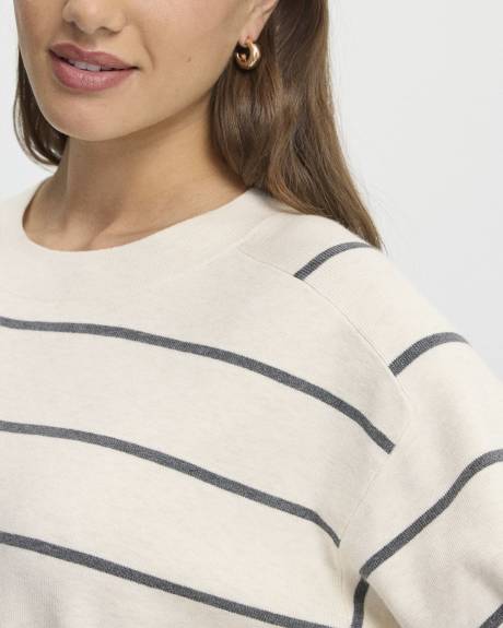 Pull rayé à col rond à manches longues