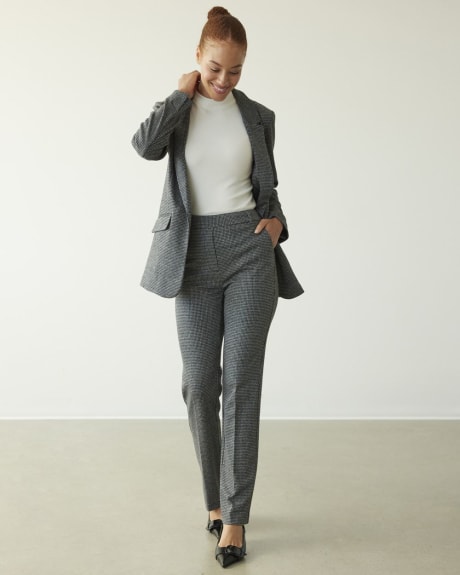Straight-Leg High-Rise Houndstooth Pants