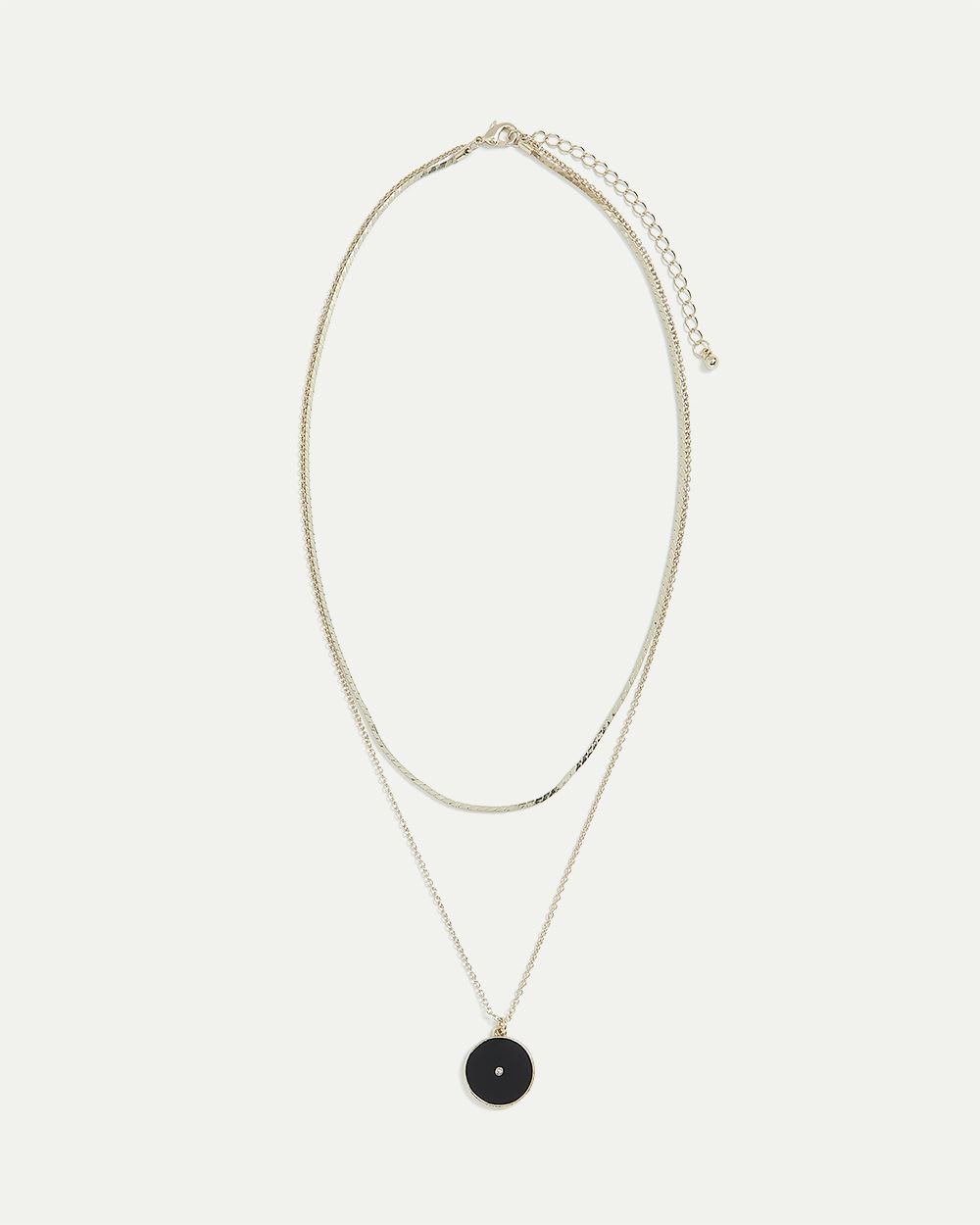 Double Layer Necklace with Circle Pendant