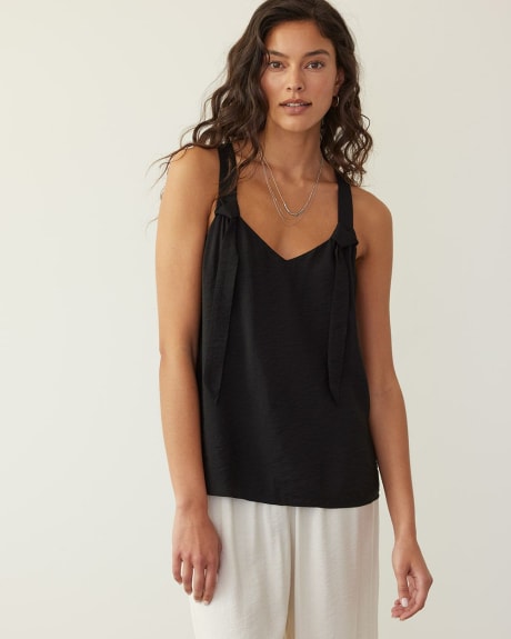 Sleeveless Blouse with Knot Details