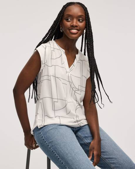 Blouse à manches très courtes et col fendu - R Essentials