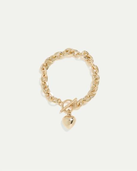 Bracelet à chaîne forçat à breloque bulle en coeur