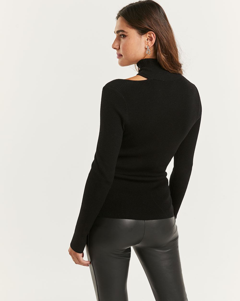Cutout Knit Turtleneck Pullover